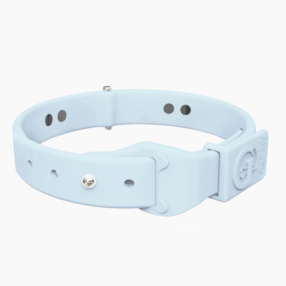 Boneflex Collar Celeste + Hueso Cristales Swarovski