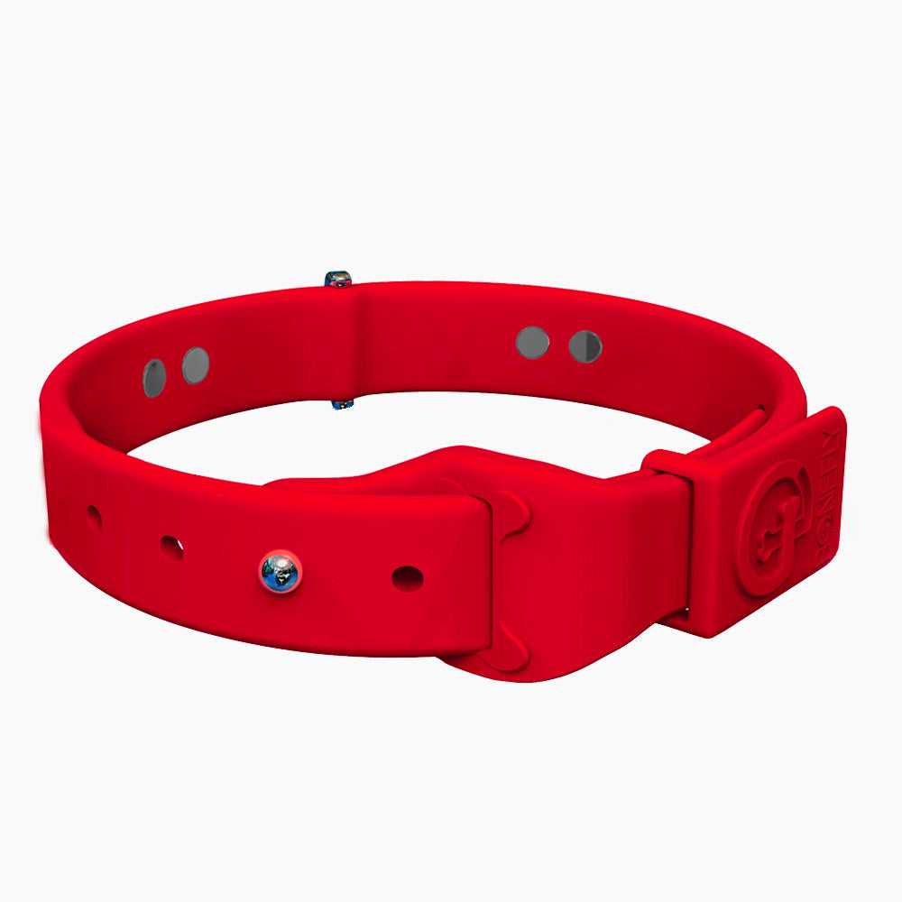 Boneflex Collar Rojo + Hueso Cristales Swarovski