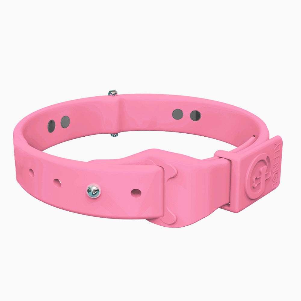 Boneflex Collar Rosa Bebé + Hueso Cristales Swarovski