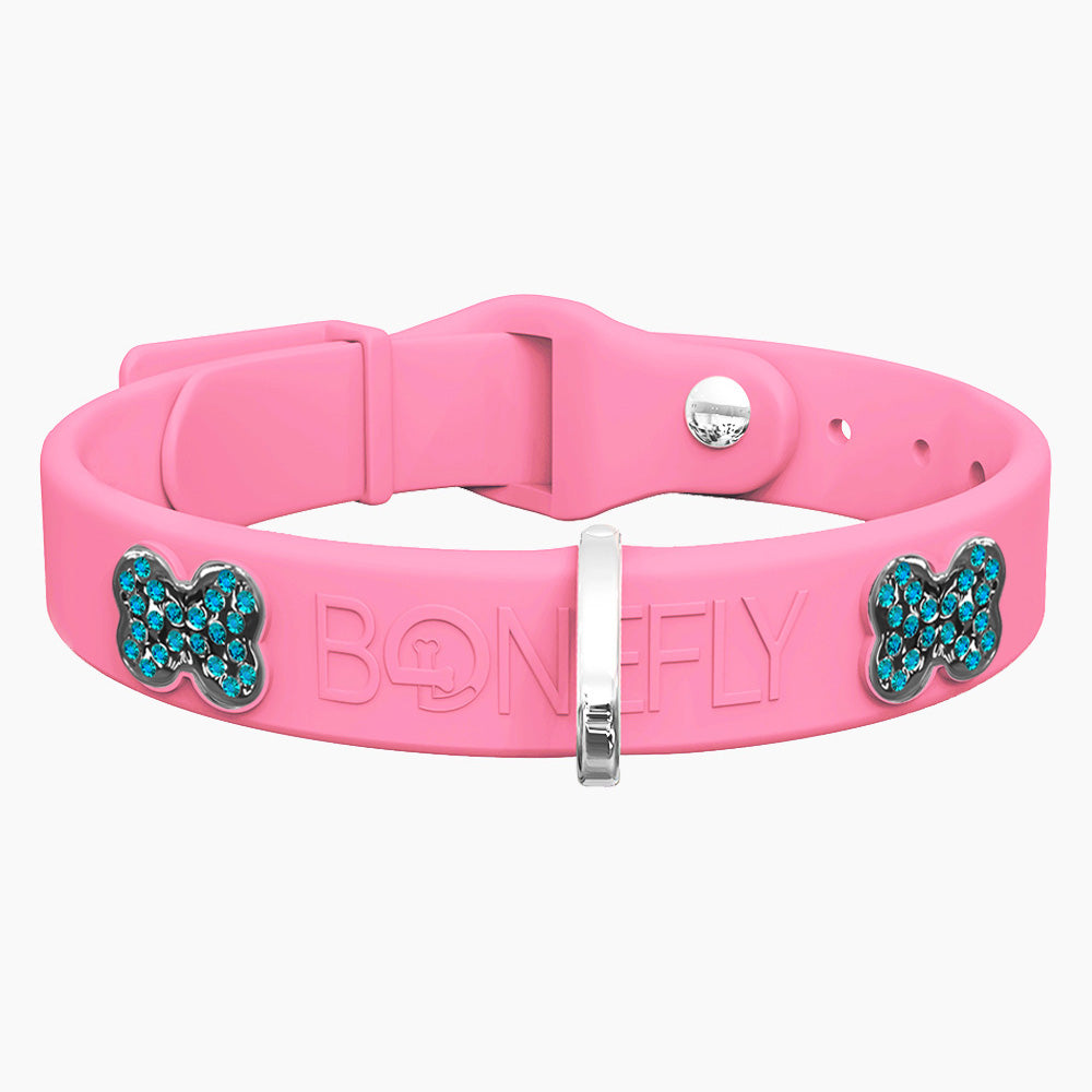 Boneflex Collar Rosa Bebé + Hueso Cristales Swarovski