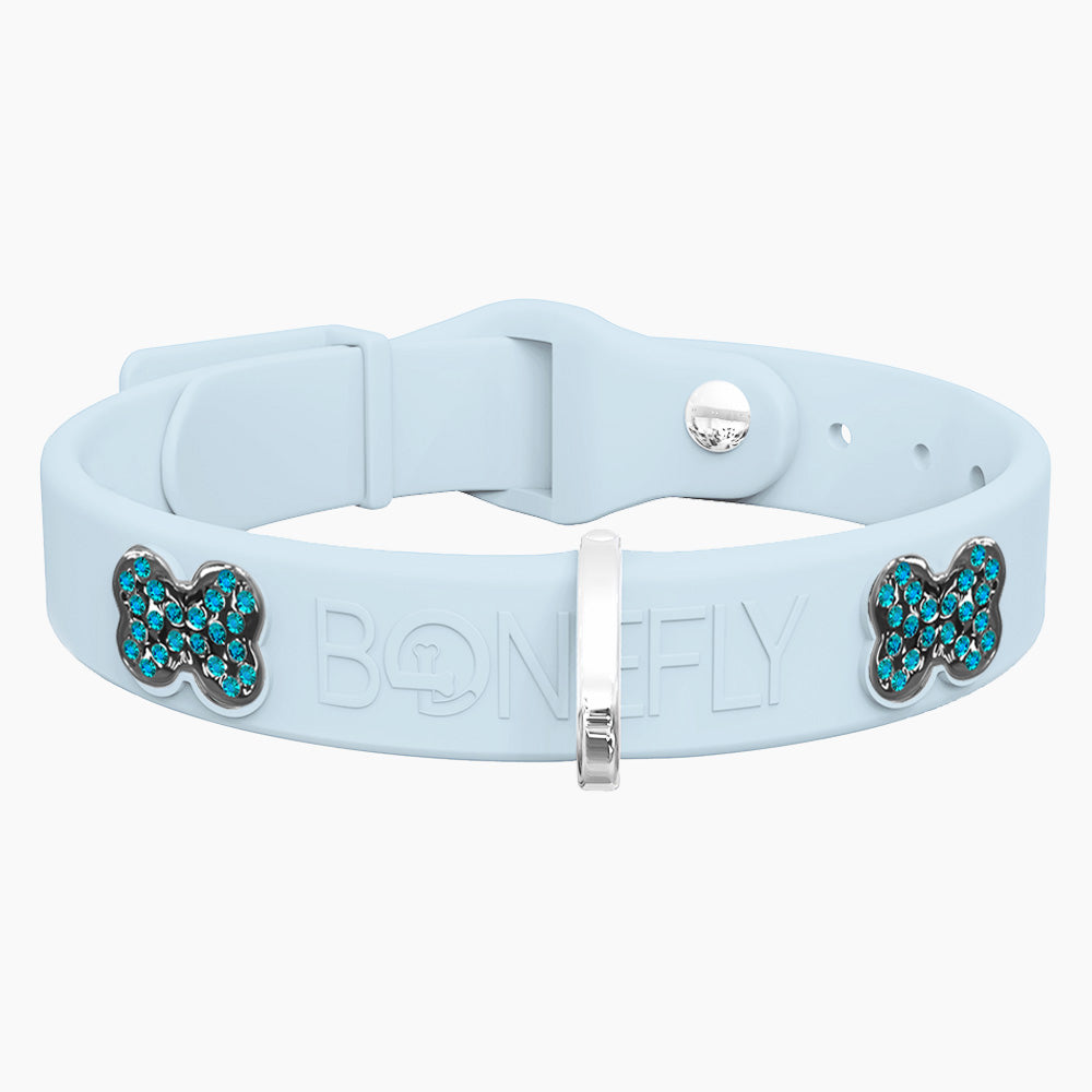 Boneflex Collar Celeste + Hueso Cristales Swarovski