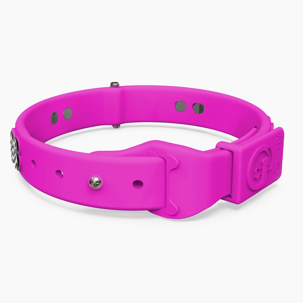 Boneflex Collar Fucsia + Hueso Cristales Swarovski