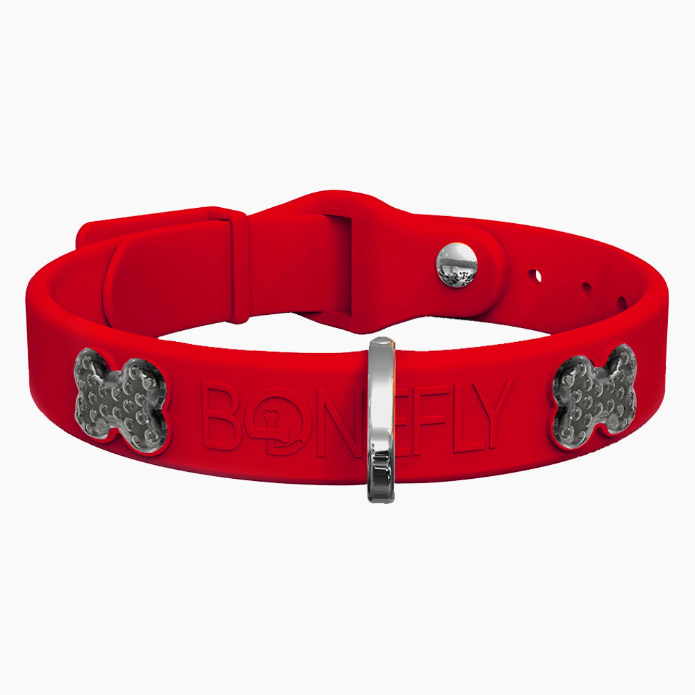 Boneflex Collar Rojo + Hueso Cristales Swarovski