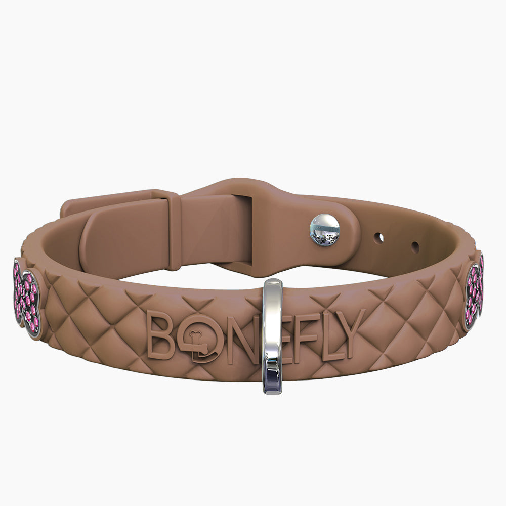 QuiltFLY Collar Mocha + Hueso Cristales Swarovski