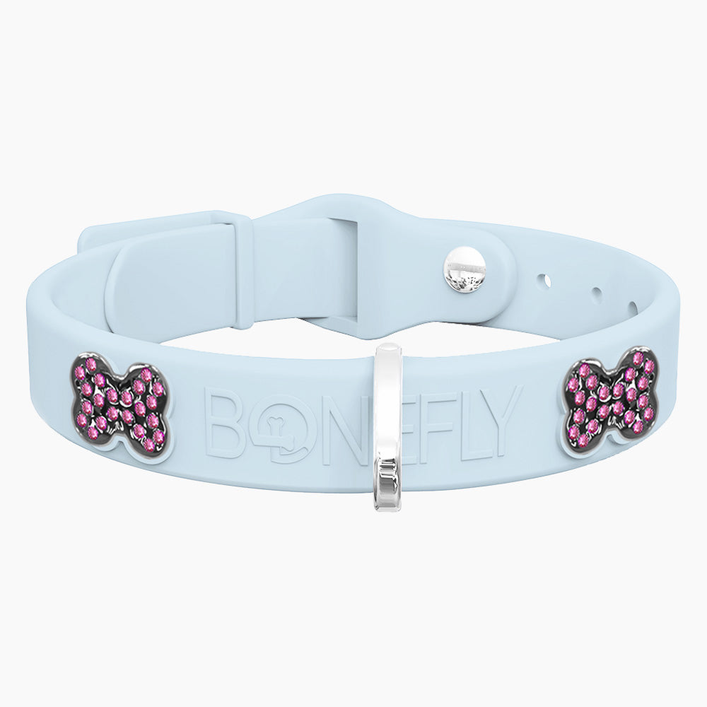 Boneflex Collar Celeste + Hueso Cristales Swarovski