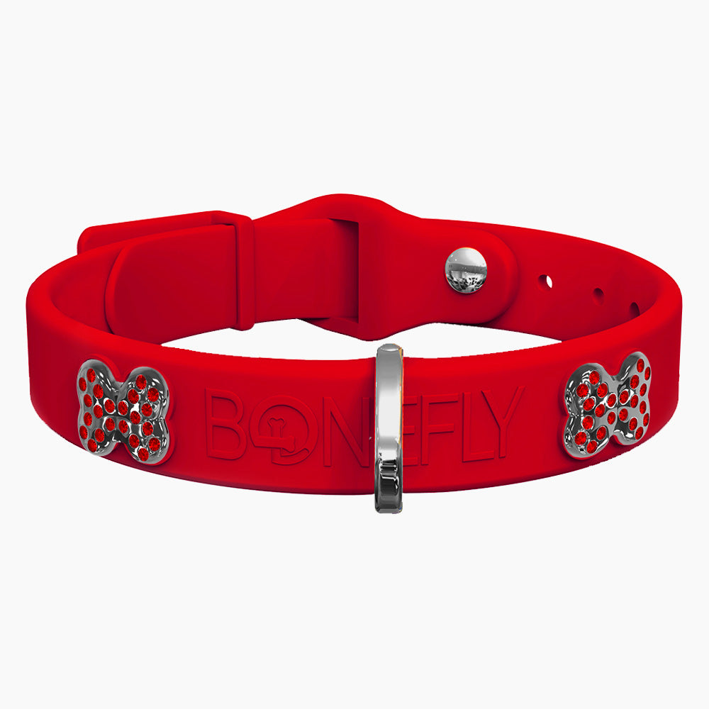 Boneflex Collar Rojo + Hueso Cristales Swarovski