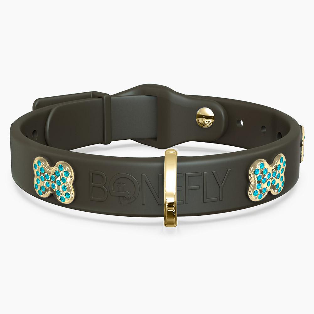 Boneflex Collar Grafito + Hueso Cristales Swarovski