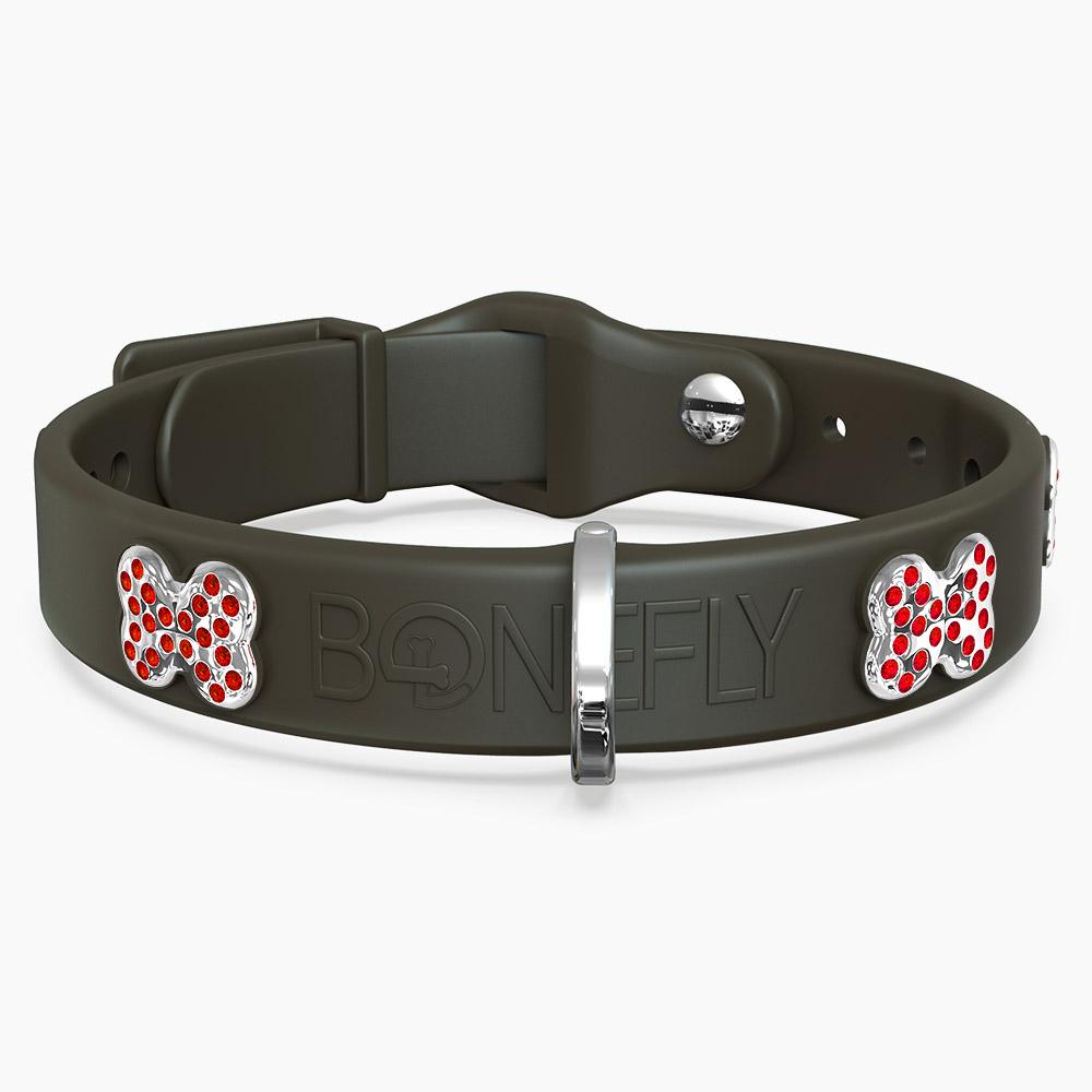 Boneflex Collar Grafito + Hueso Cristales Swarovski