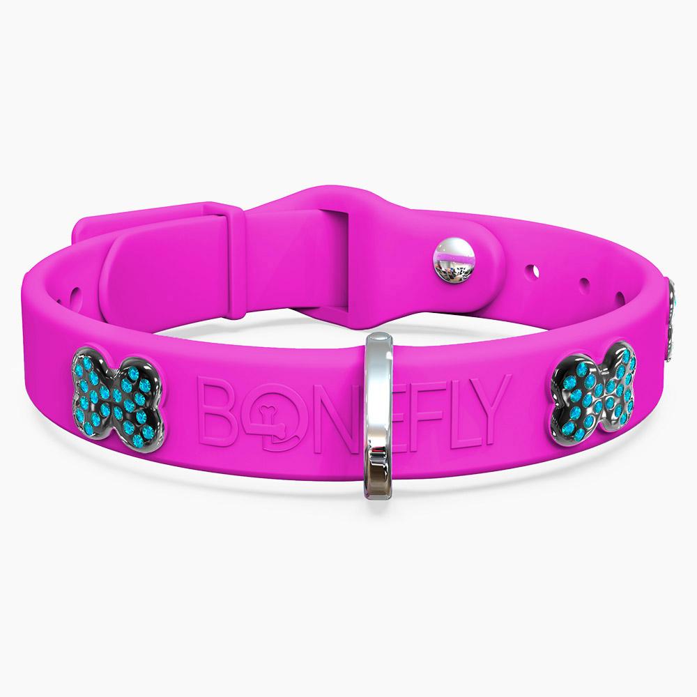 Boneflex Collar Fucsia + Hueso Cristales Swarovski