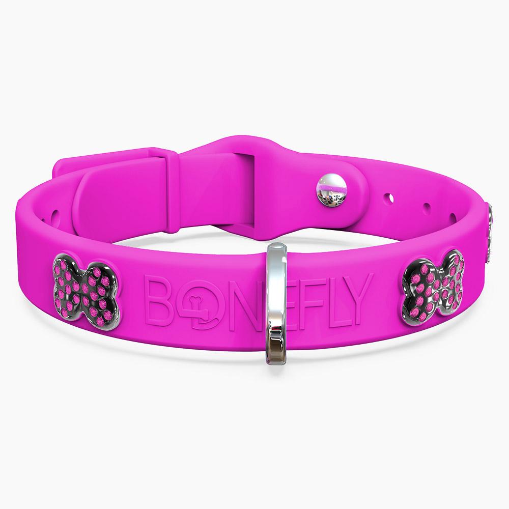 Boneflex Collar Fucsia + Hueso Cristales Swarovski