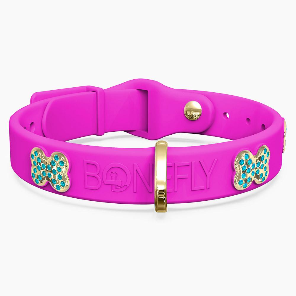 Boneflex Collar Fucsia + Hueso Cristales Swarovski