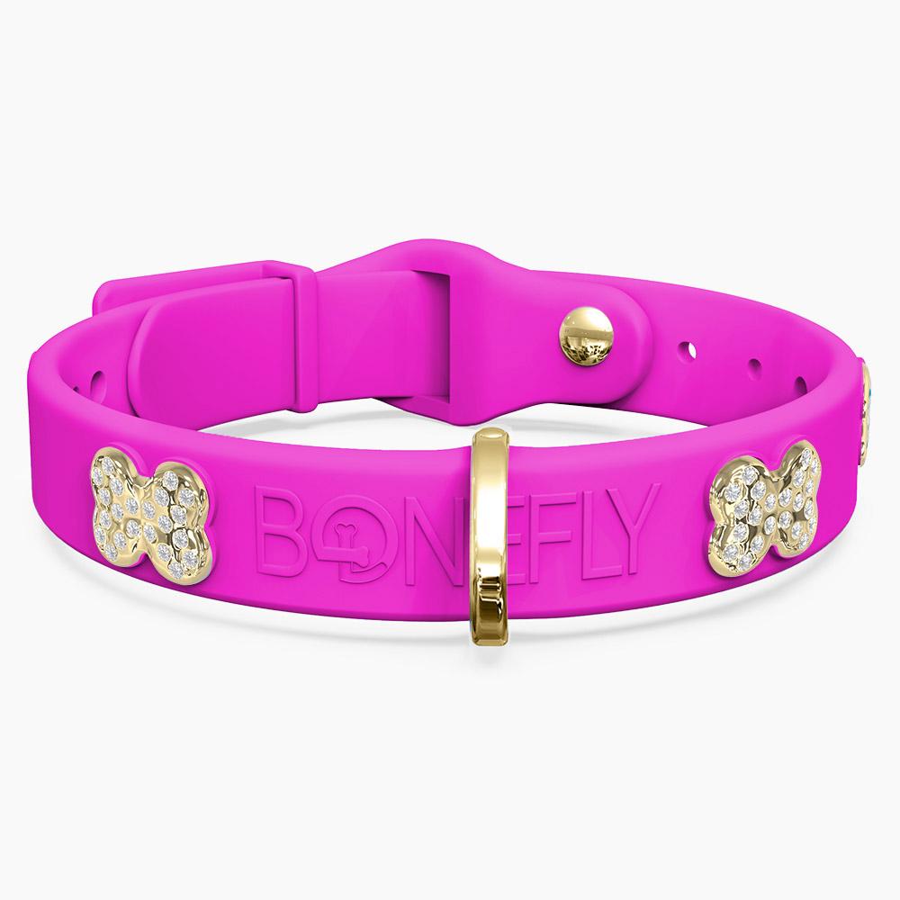 Boneflex Collar Fucsia + Hueso Cristales Swarovski