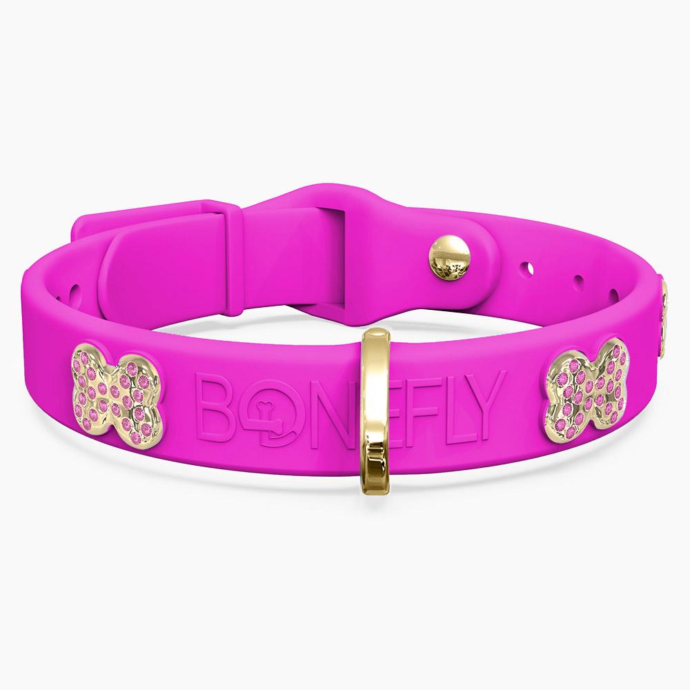 Boneflex Collar Fucsia + Hueso Cristales Swarovski