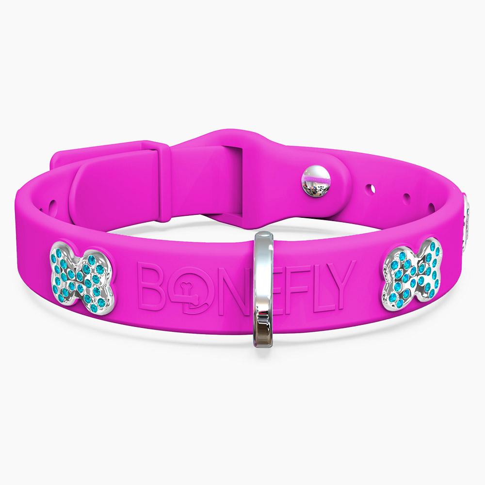 Boneflex Collar Fucsia + Hueso Cristales Swarovski