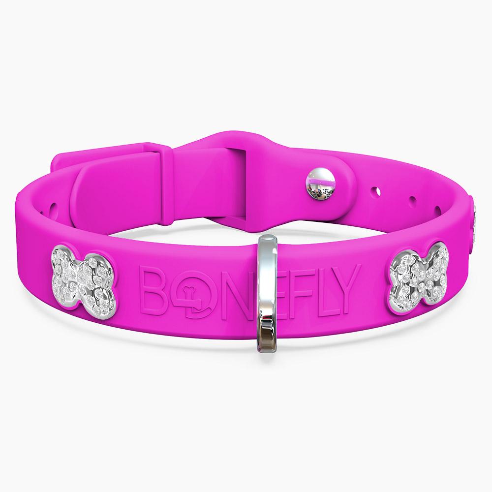 Boneflex Collar Fucsia + Hueso Cristales Swarovski