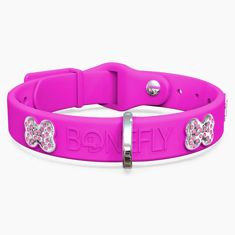 Boneflex Collar Fucsia + Hueso Cristales Swarovski