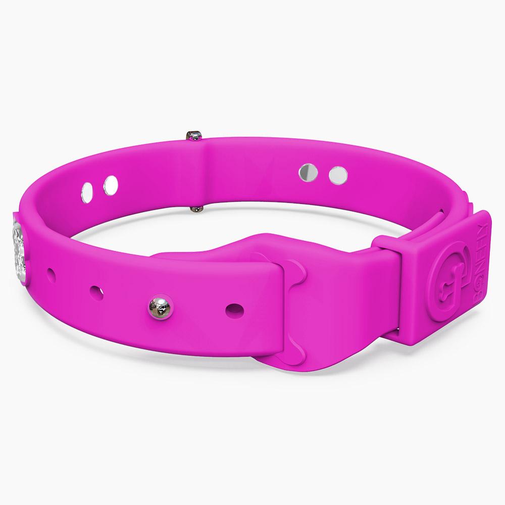 Boneflex Collar Fucsia + Hueso Cristales Swarovski