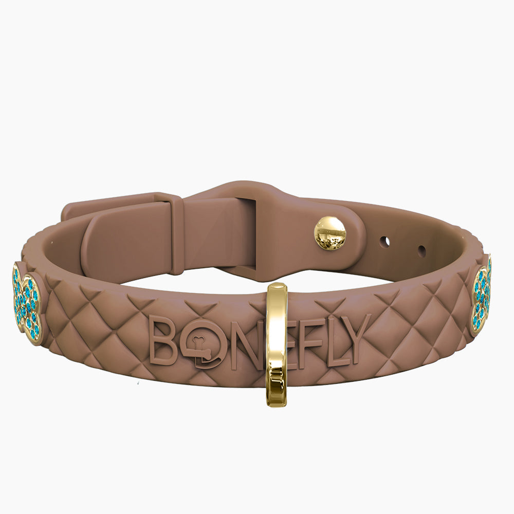 QuiltFLY Collar Mocha + Hueso Cristales Swarovski