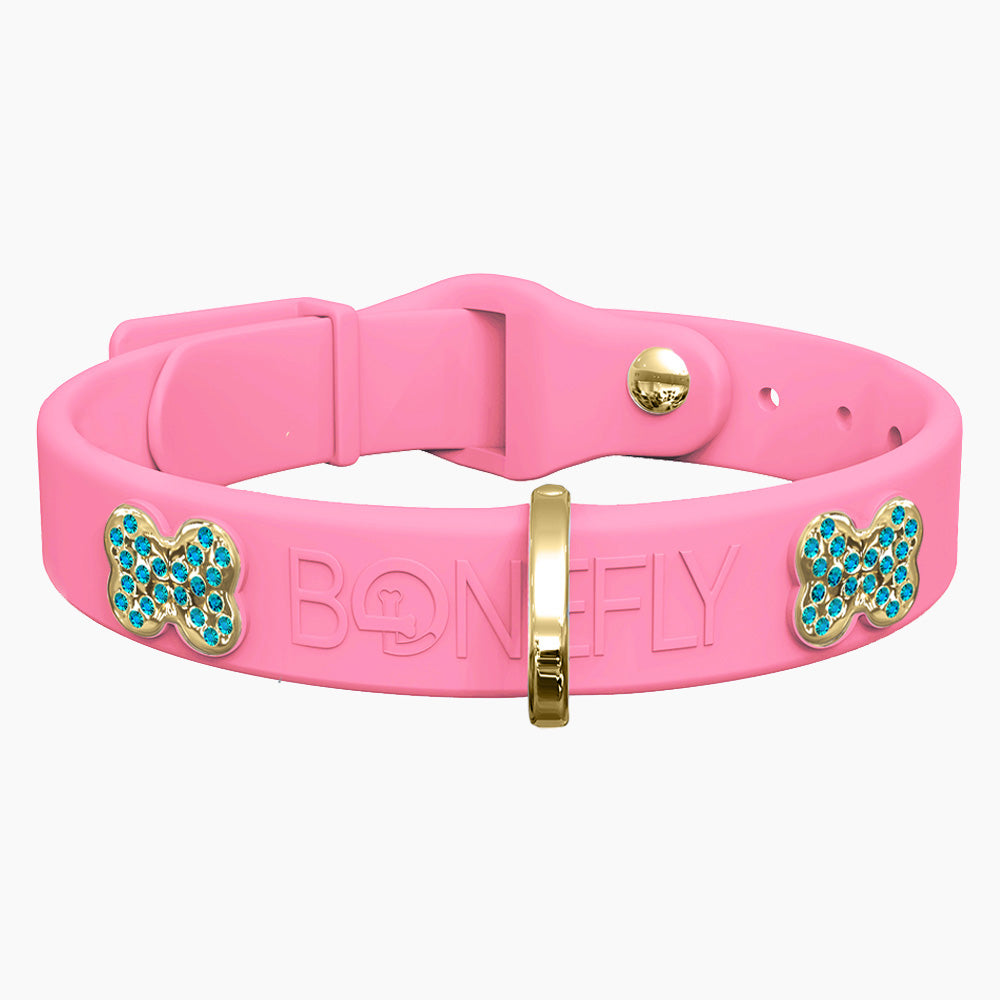 Boneflex Collar Rosa Bebé + Hueso Cristales Swarovski