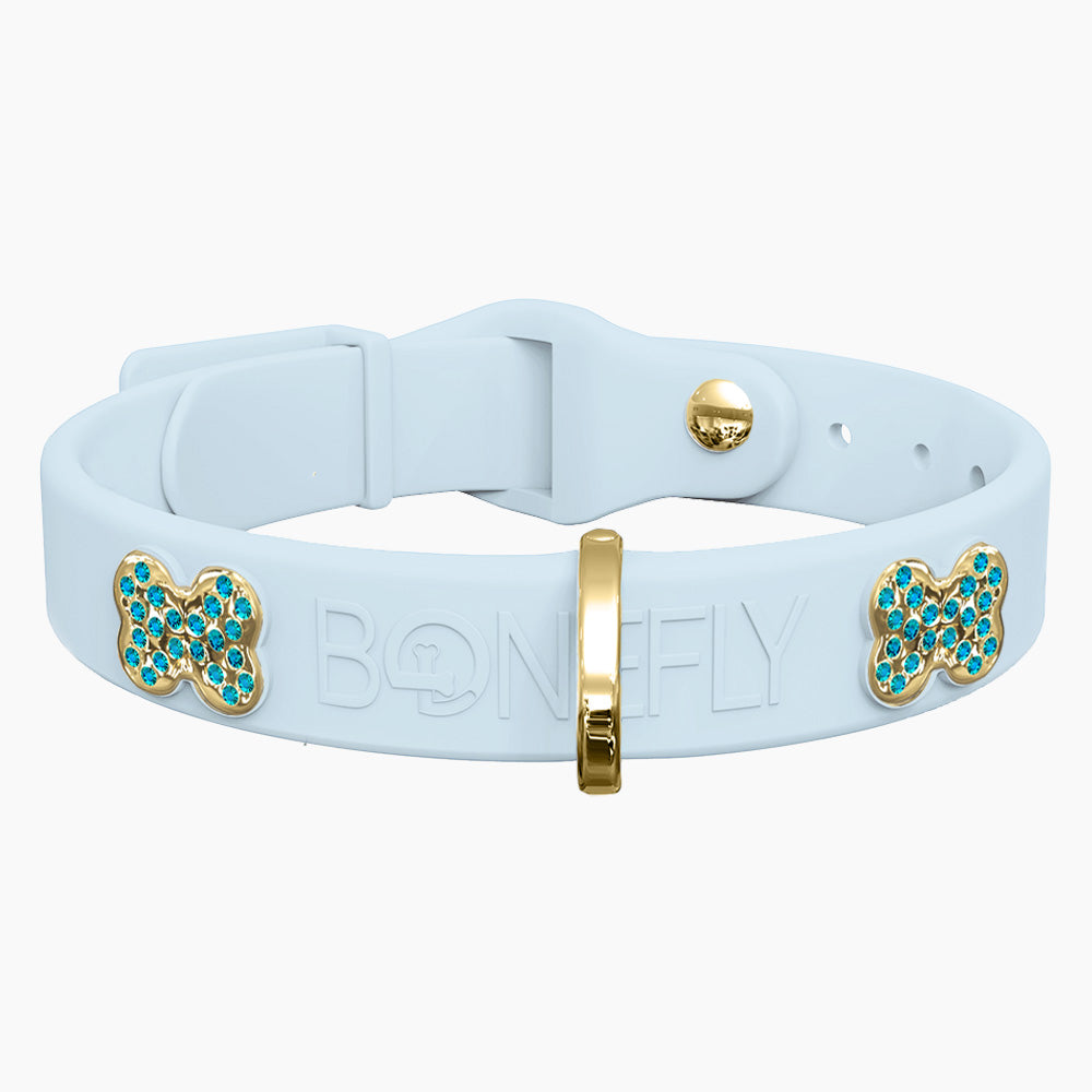 Boneflex Collar Celeste + Hueso Cristales Swarovski