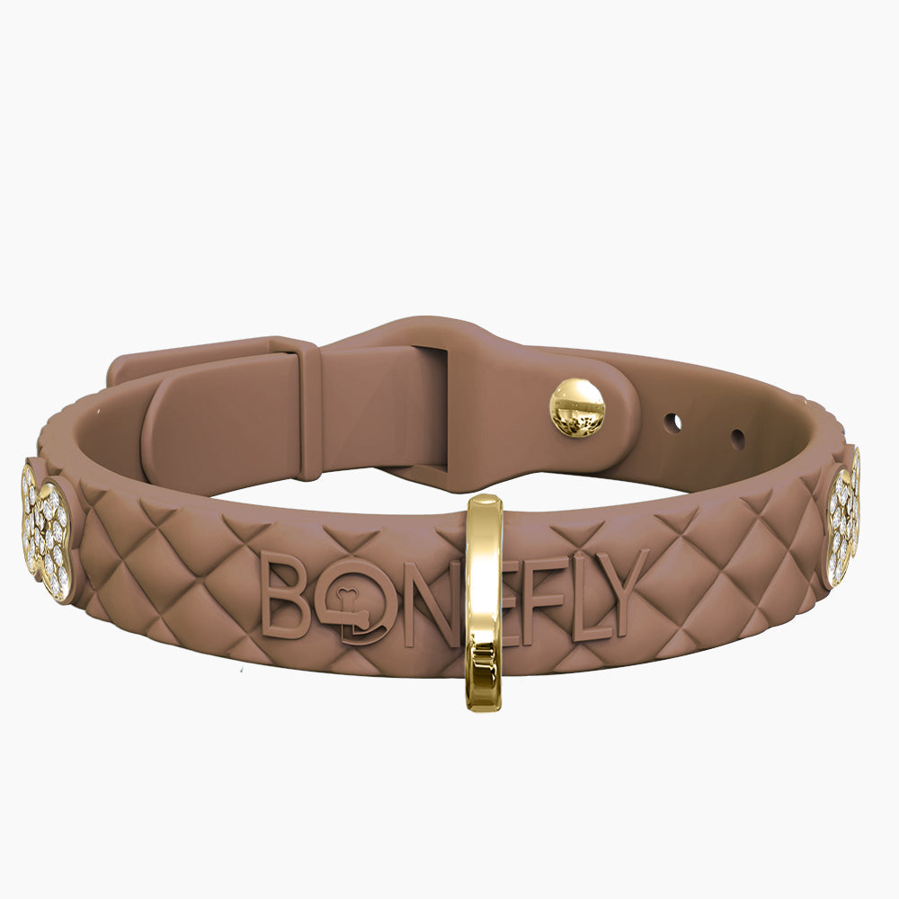 QuiltFLY Collar Mocha + Hueso Cristales Swarovski