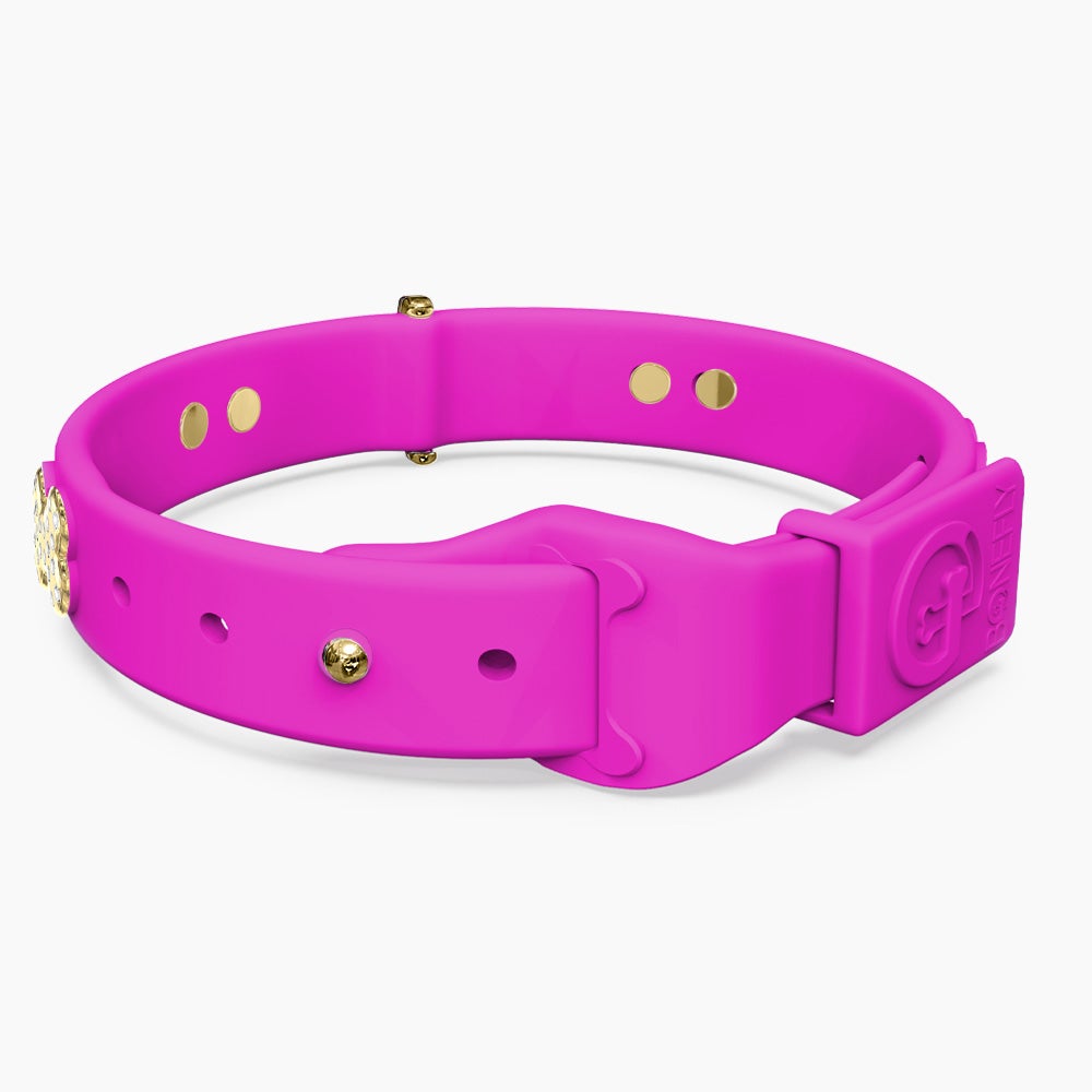 Boneflex Collar Fucsia + Hueso Cristales Swarovski