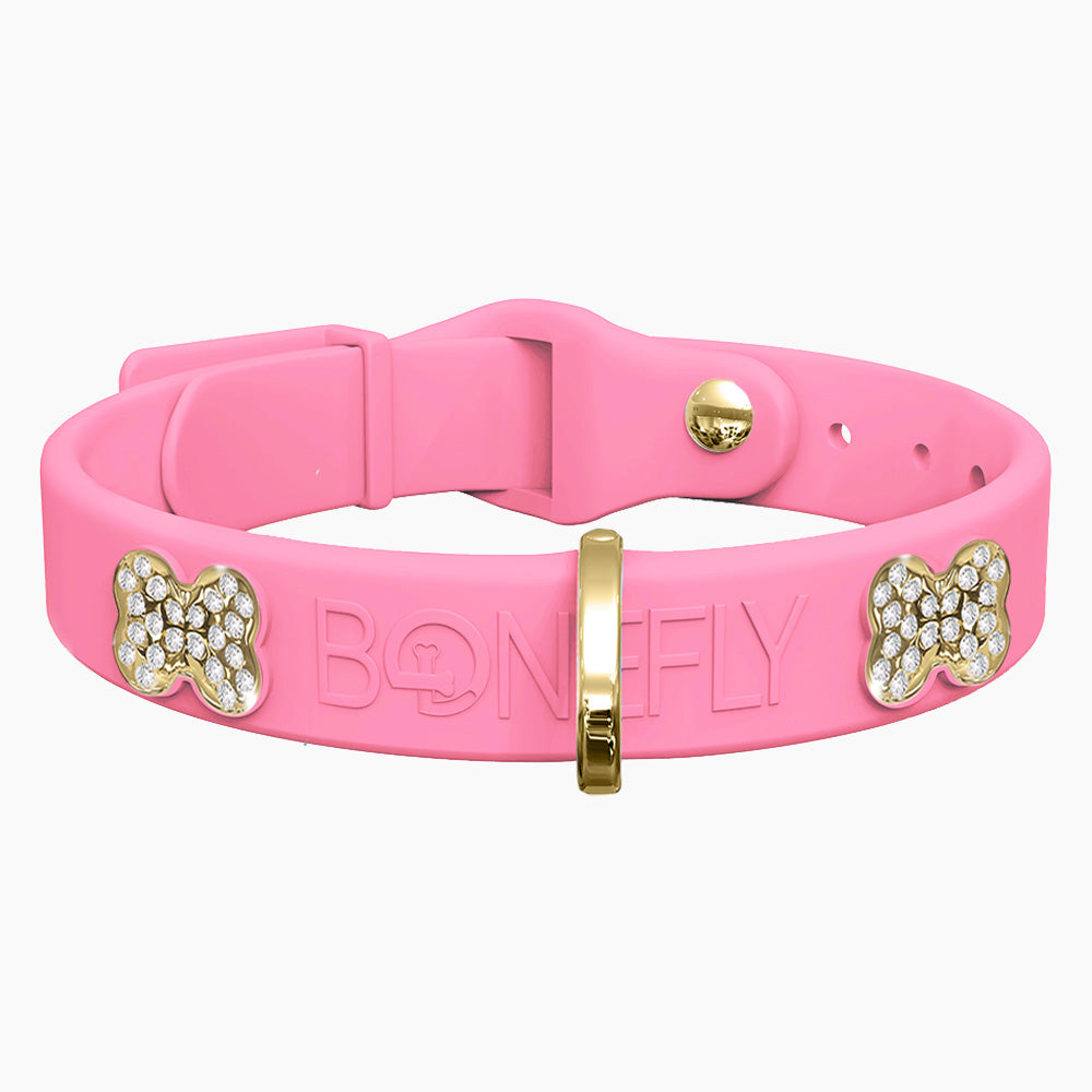 Boneflex Collar Rosa Bebé + Hueso Cristales Swarovski