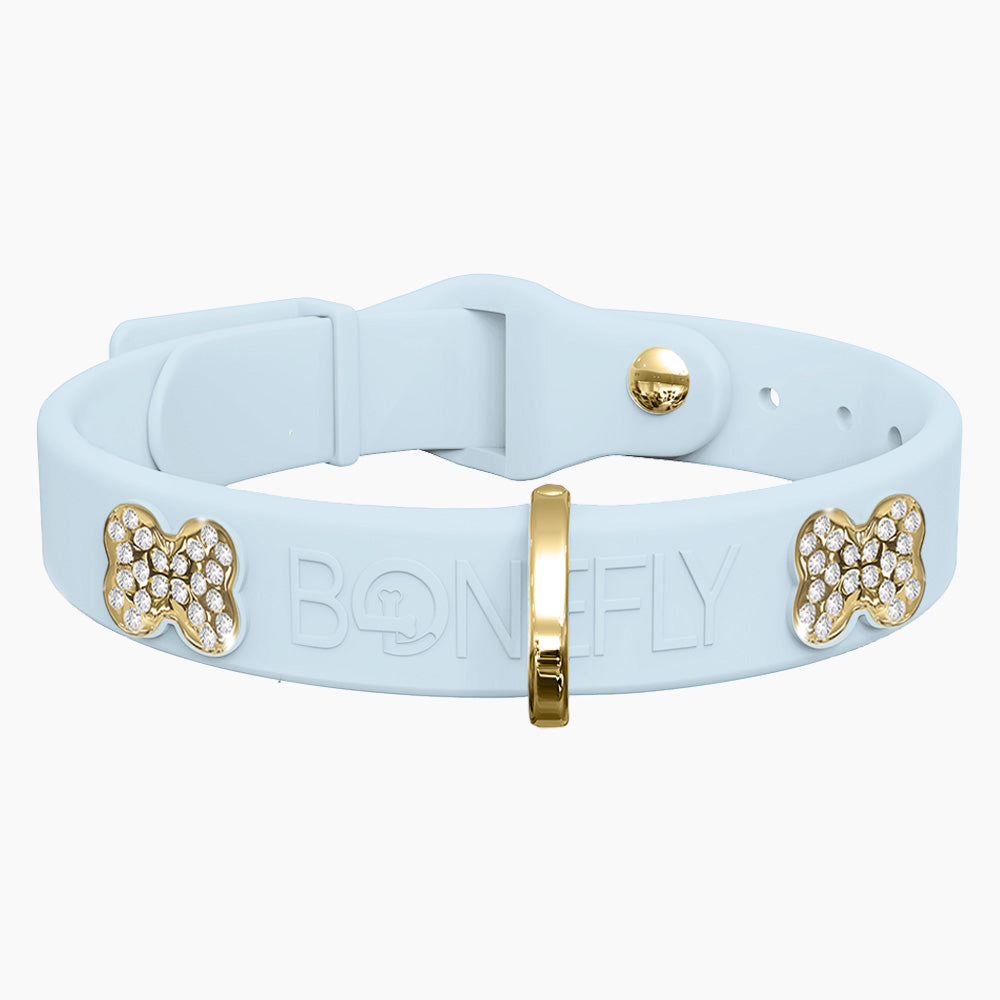 Boneflex Collar Celeste + Hueso Cristales Swarovski