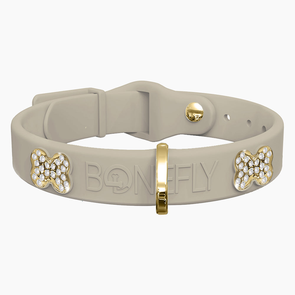 Boneflex Collar Beige + Hueso Cristales Swarovski