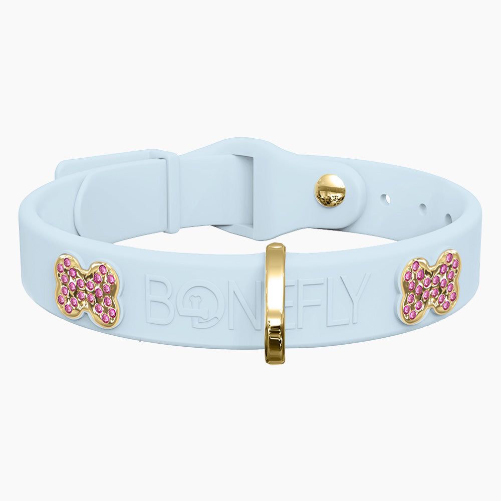 Boneflex Collar Celeste + Hueso Cristales Swarovski