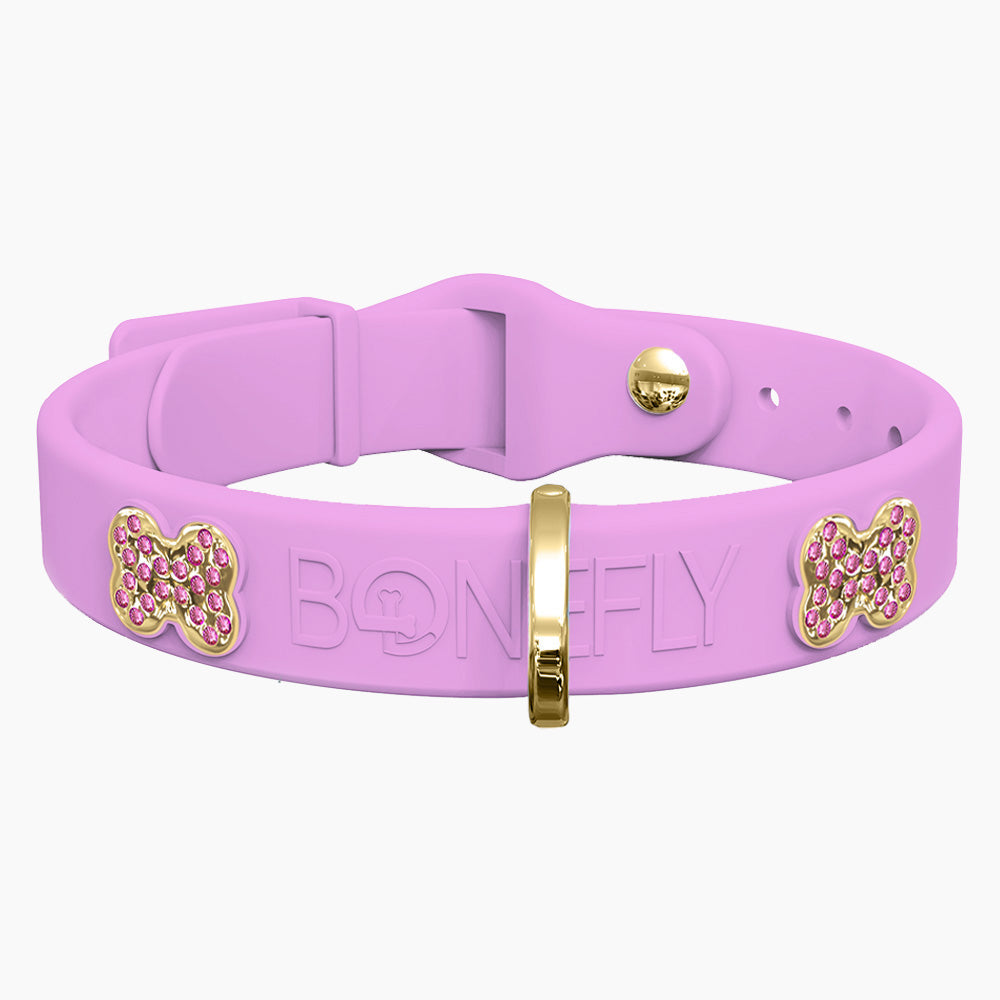 Boneflex Collar Lavanda + Hueso Cristales Swarovski