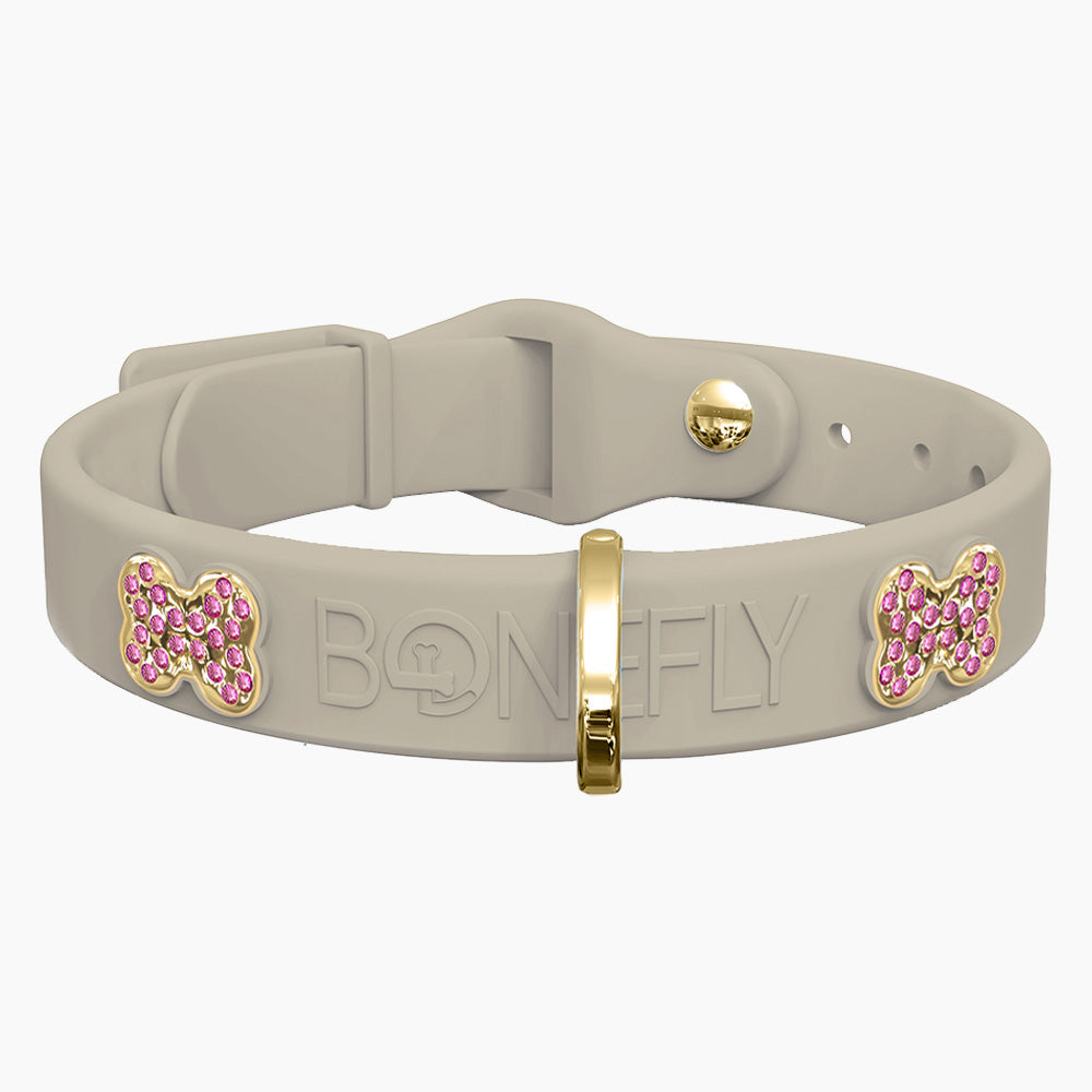 Boneflex Collar Beige + Hueso Cristales Swarovski