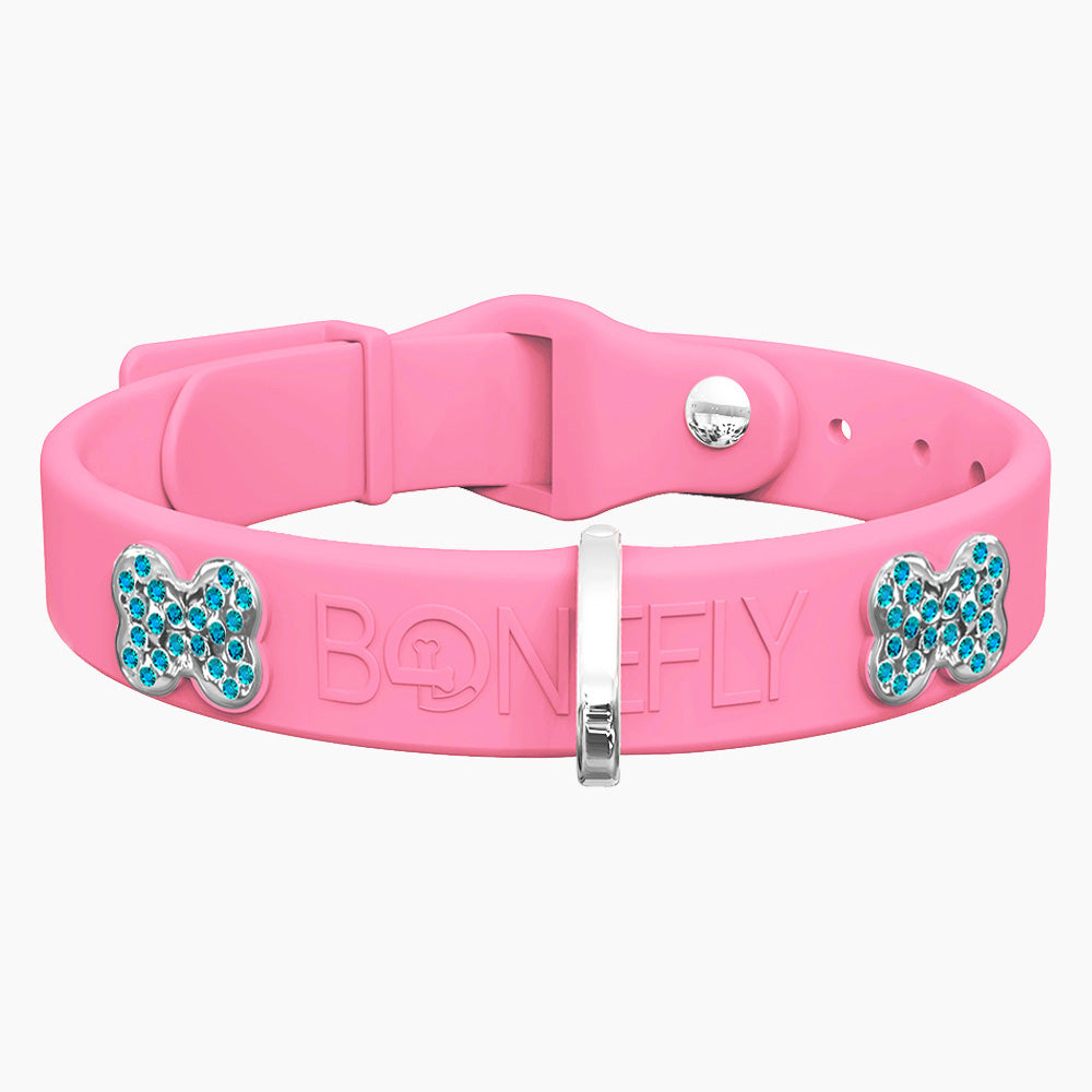 Boneflex Collar Rosa Bebé + Hueso Cristales Swarovski