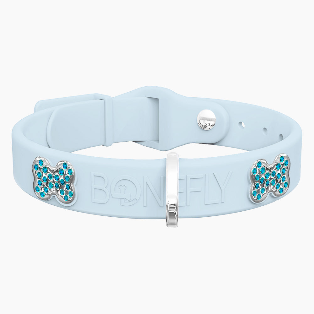 Boneflex Collar Celeste + Hueso Cristales Swarovski