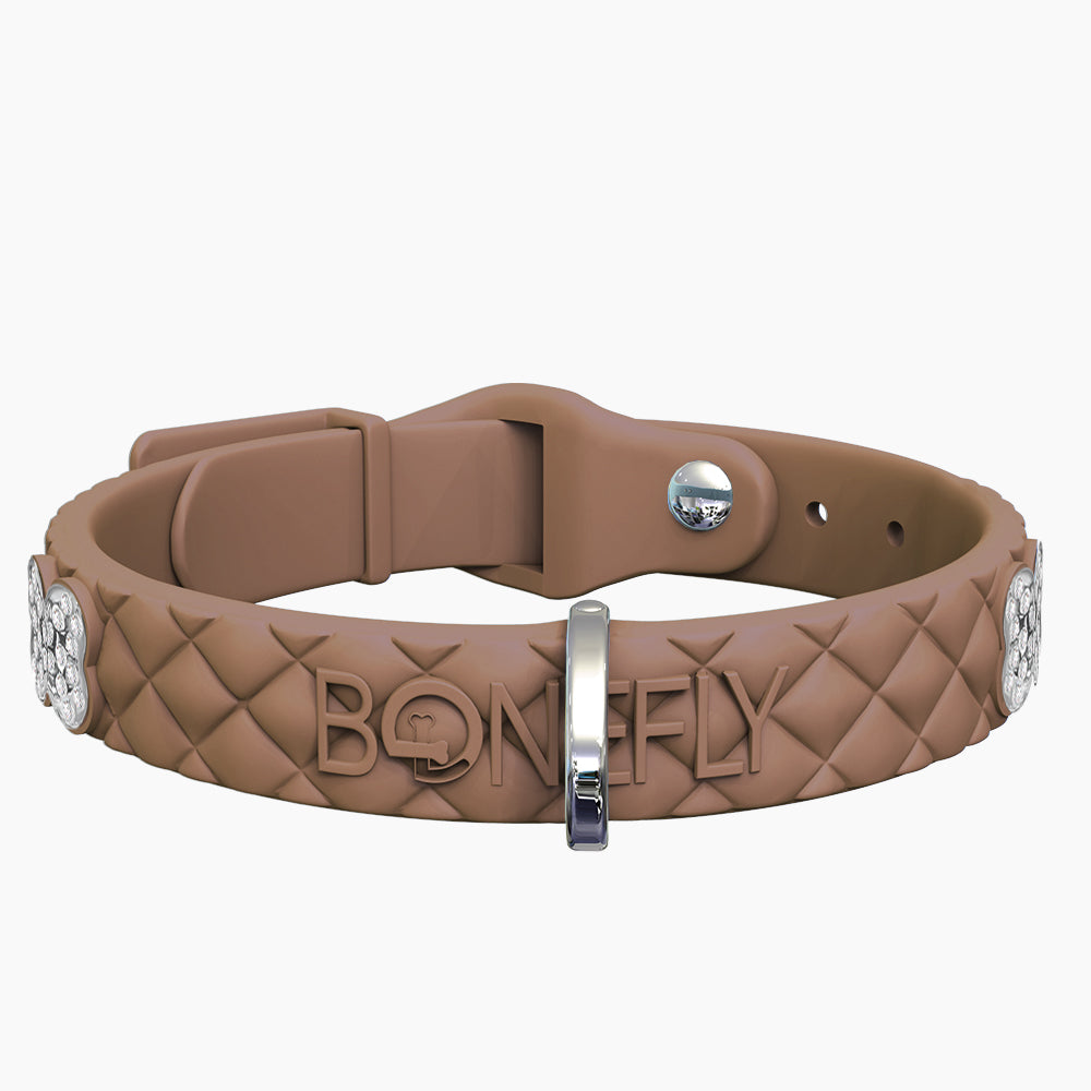 QuiltFLY Collar Mocha + Hueso Cristales Swarovski