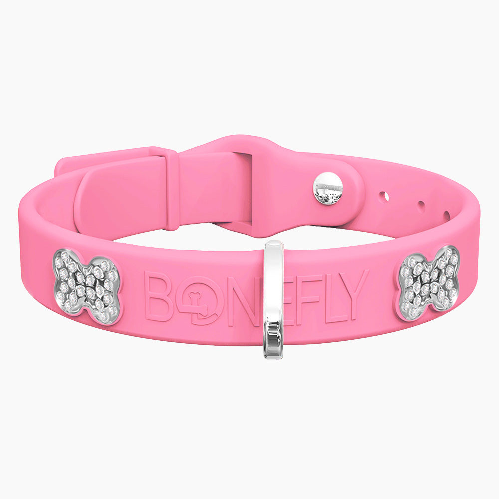 Boneflex Collar Rosa Bebé + Hueso Cristales Swarovski