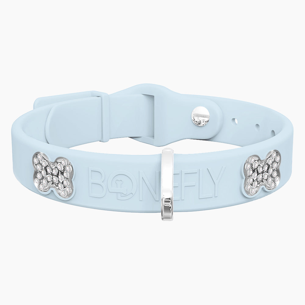 Boneflex Collar Celeste + Hueso Cristales Swarovski