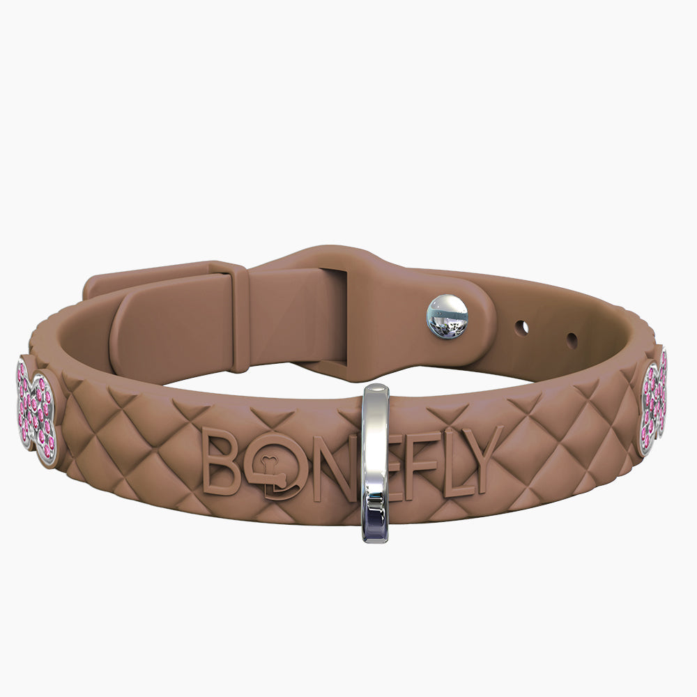 QuiltFLY Collar Mocha + Hueso Cristales Swarovski