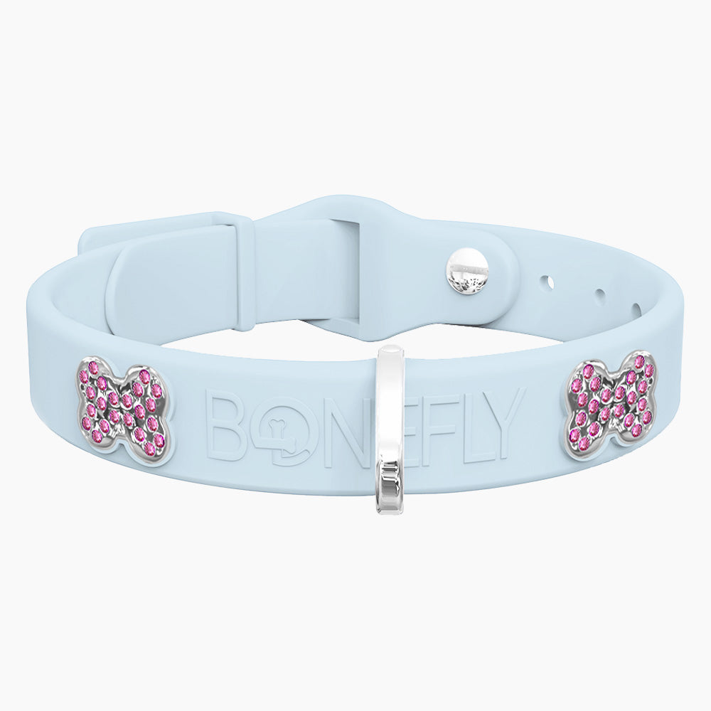 Boneflex Collar Celeste + Hueso Cristales Swarovski