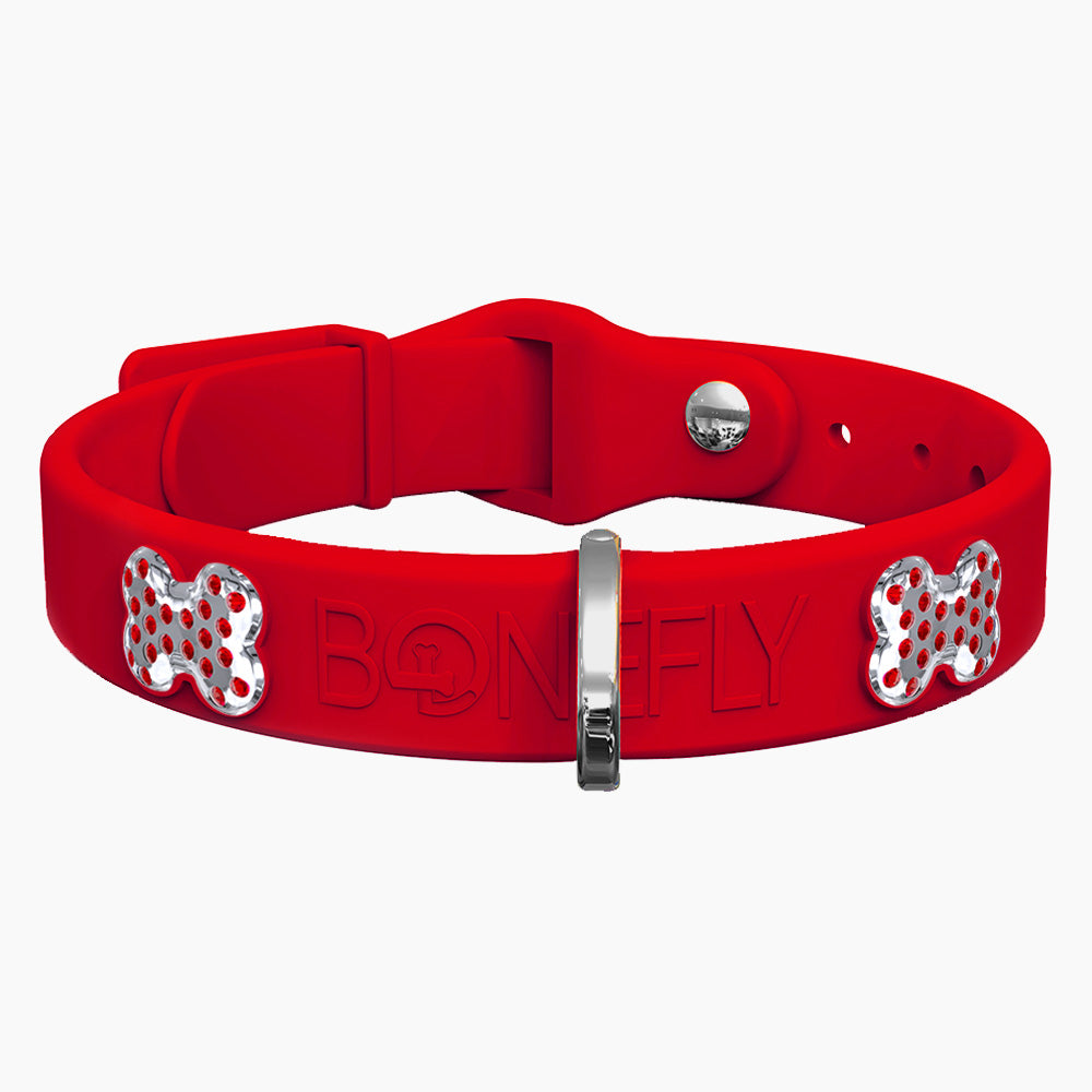 Boneflex Collar Rojo + Hueso Cristales Swarovski