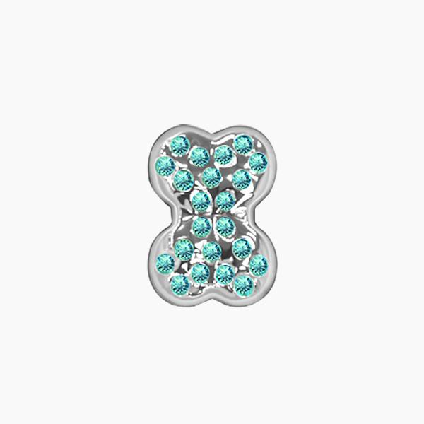 Hueso Swarovski plateado-aqua